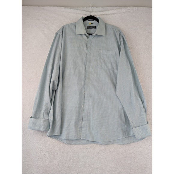 Stacy Adams Other - Stacy Adams Mens Dress Shirt Green Blue Micro Check Long Sleeve 18-18.5 36/37